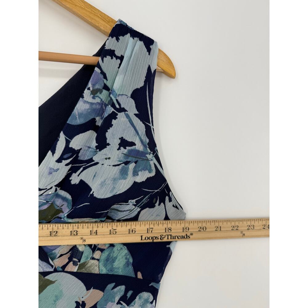 Rabbit Rabbit Rabbit Designs Blue Floral Chiffon Fit & Flare Midi Dress Size 10 - Picture 8 of 11